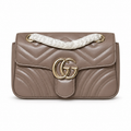 Gucci GG Marmont Mini Flap Bag in Dusty Taupe Matelassé