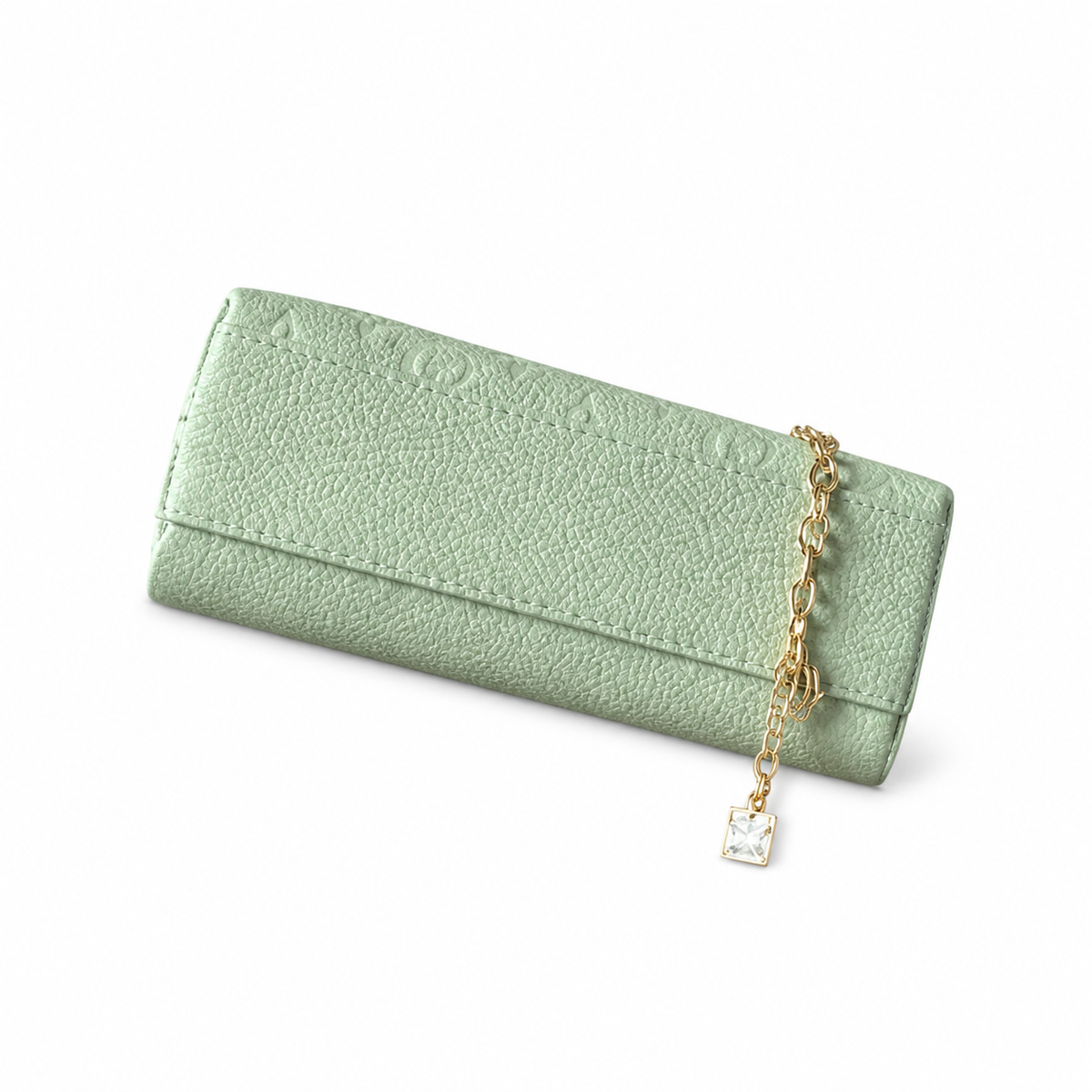 Louis Vuitton Madeleine BB — Monogram Empreinte Leather in Vert d’Eau with Gold Chain & Crystal Charm
