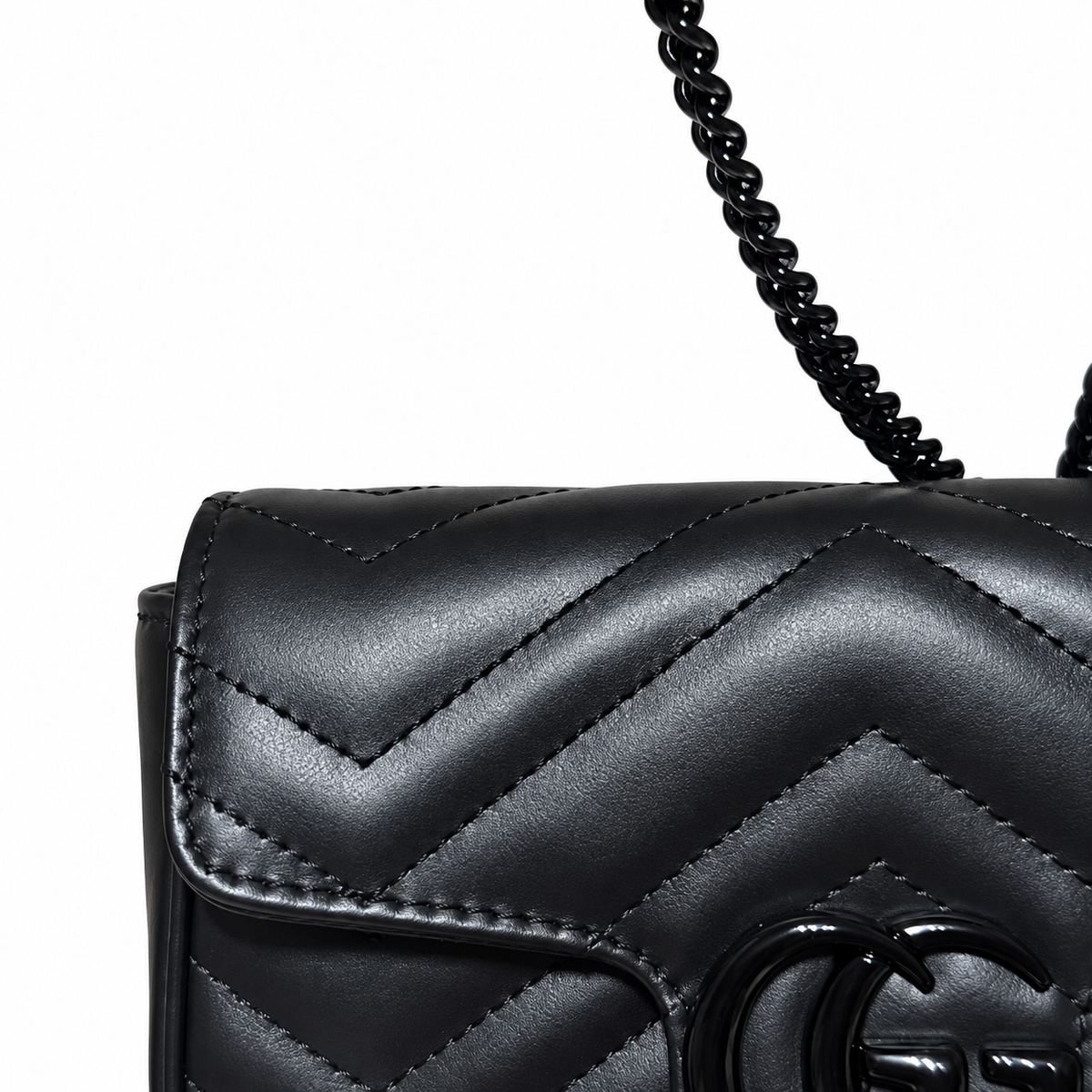 Gucci GG Marmont Super Mini Bag in Tonal Black with Black Hardware