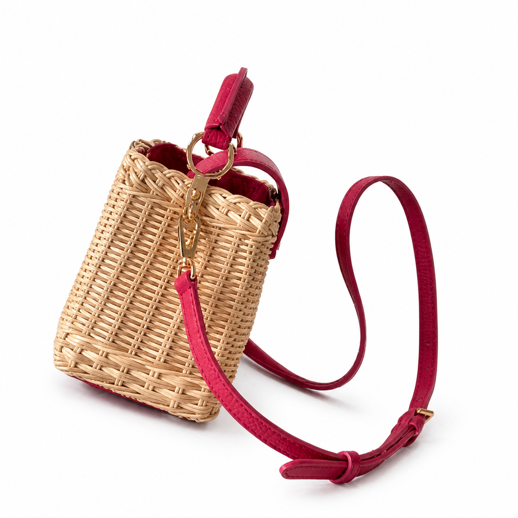 Louis Vuitton Capucines Mini — Hand-Woven Raffia & Raspberry Red
