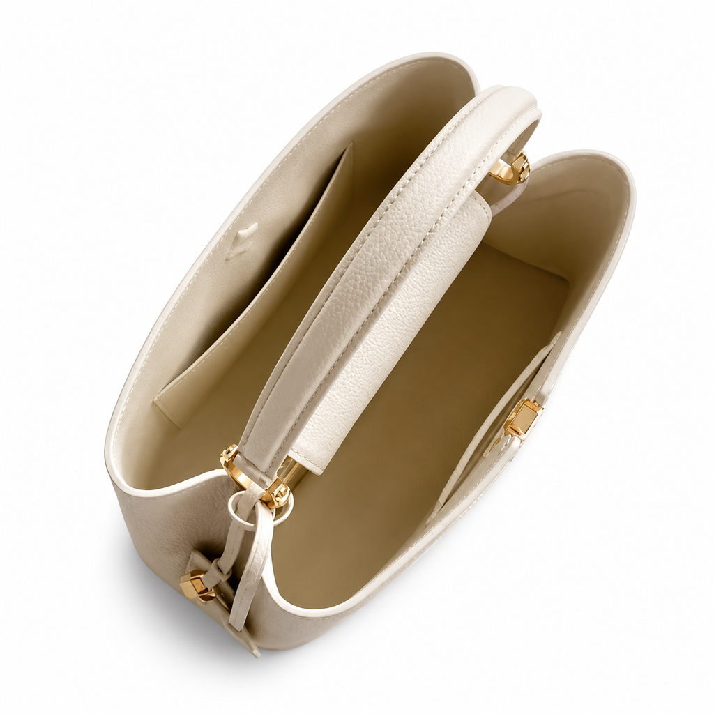 Louis Vuitton Capucines Tote MM — Taurillon Leather in Crème with Gold LV Lock