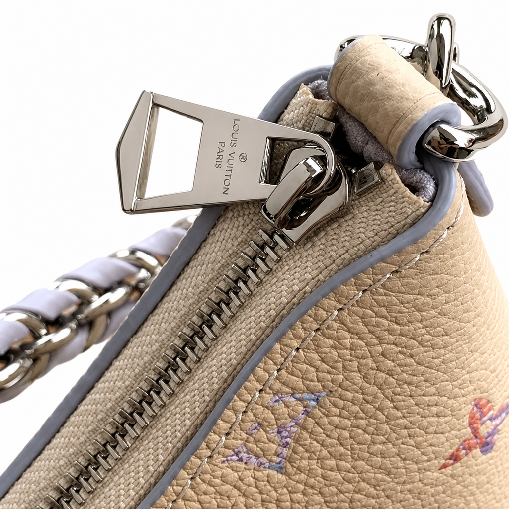 Louis Vuitton Mini Camera Bag — Cream Empreinte, Lavender Braided Chain & Silver Zip