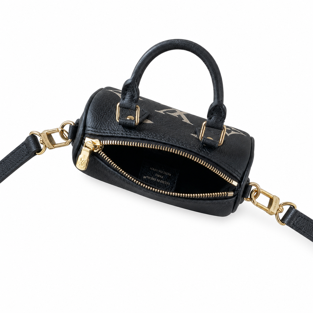 Louis Vuitton Speedy Bandoulière 20 — Monogram Empreinte Leather in Noir with Gold Lettering