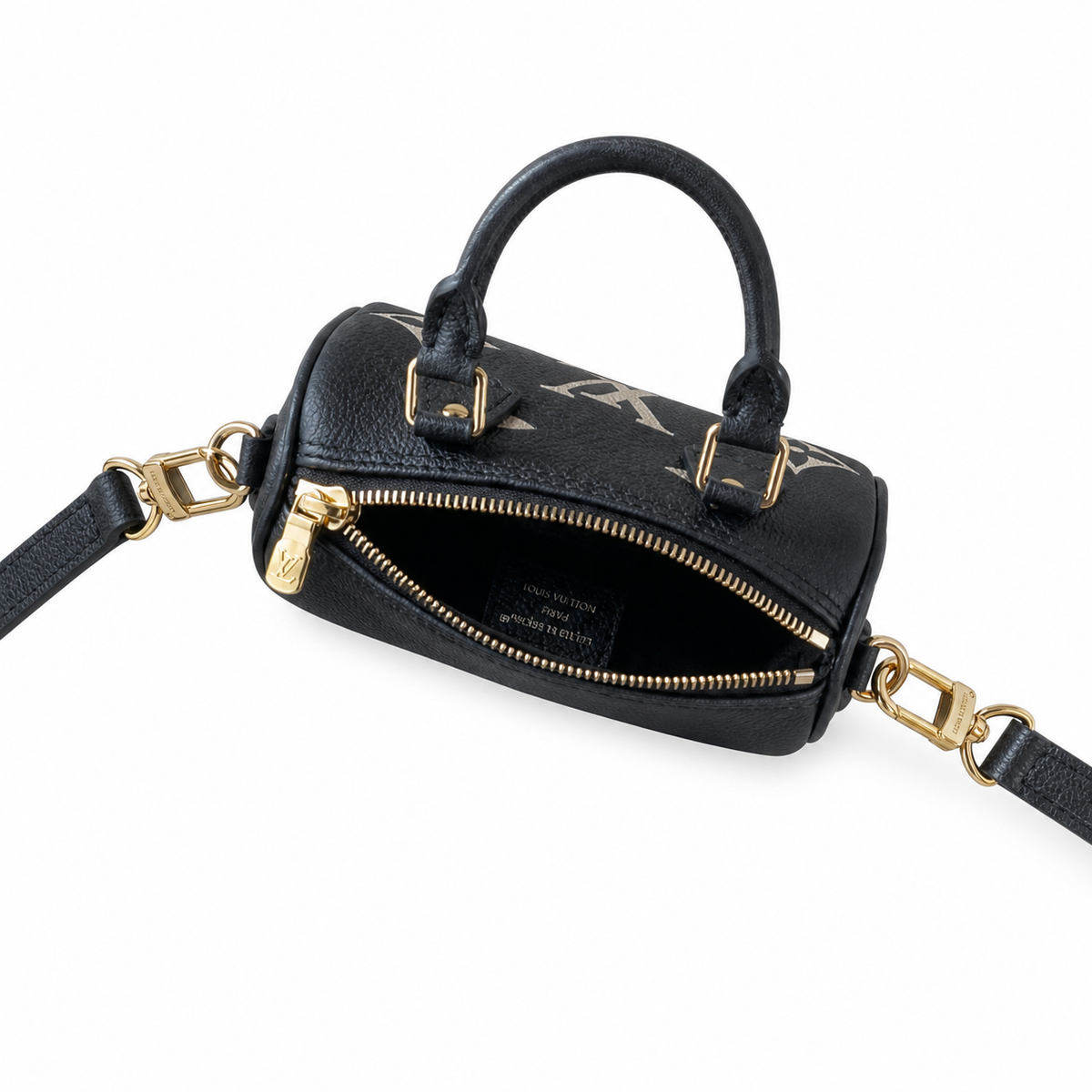 Louis Vuitton Speedy Bandoulière 20 — Monogram Empreinte Leather in Noir with Gold Lettering
