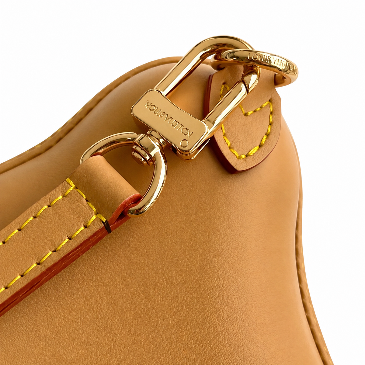 Louis Vuitton Bone Bag — Monogram Canvas, Vachetta Trim & Yellow Stitching