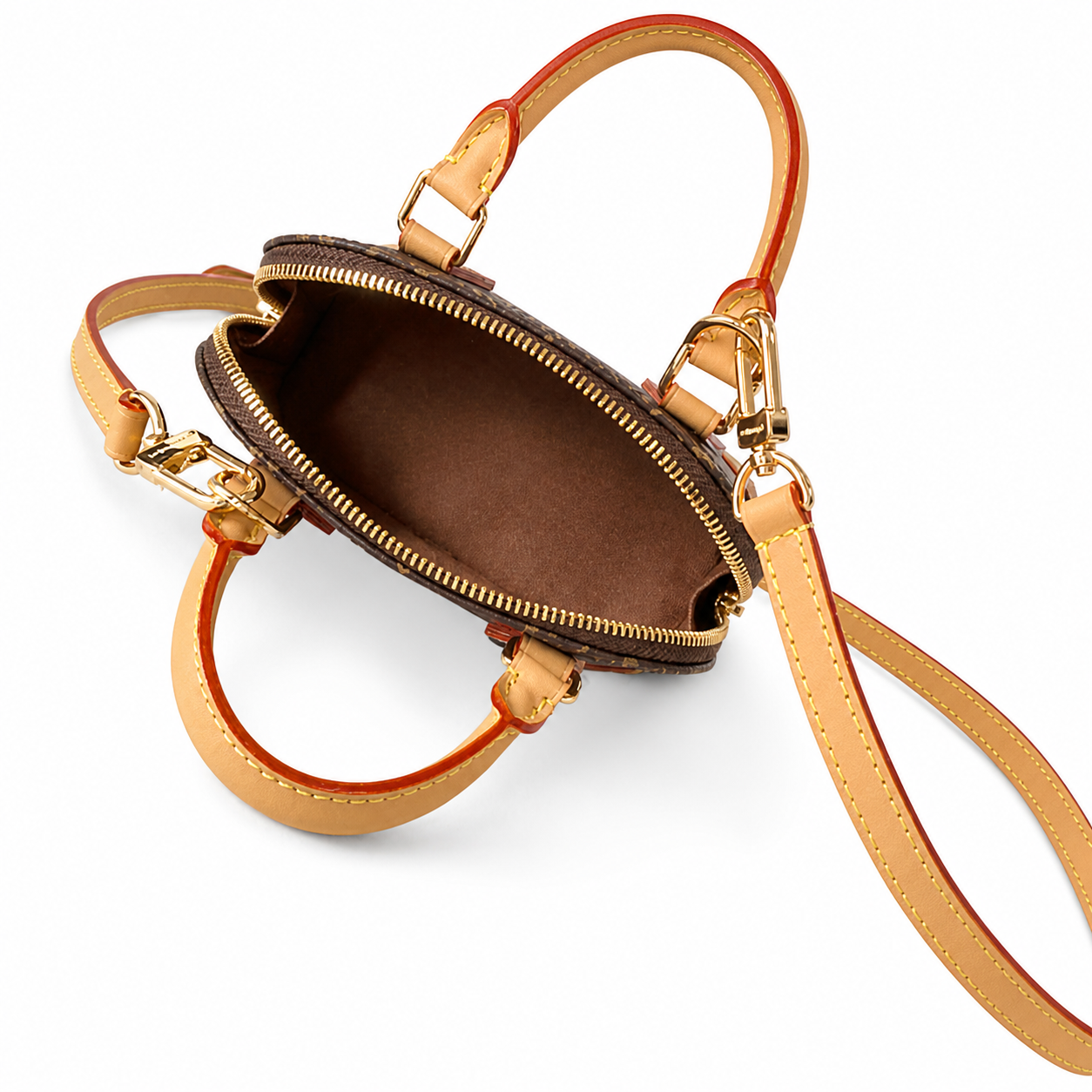 Louis Vuitton Alma BB — Monogram Canvas, Vachetta Red-Edge Trim & Base Corners