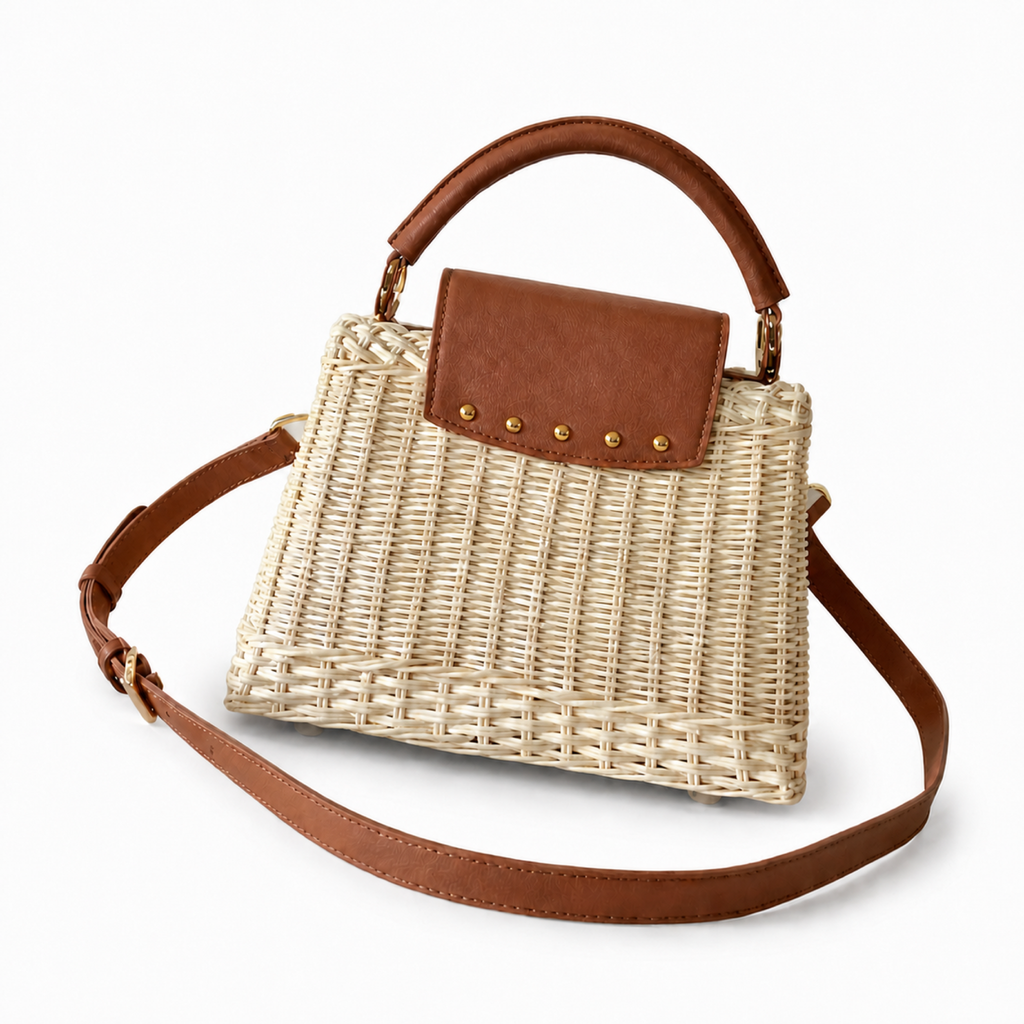 Louis Vuitton Capucines — Natural Wicker Raffia, Cognac Leather Flap & Gold Rivets