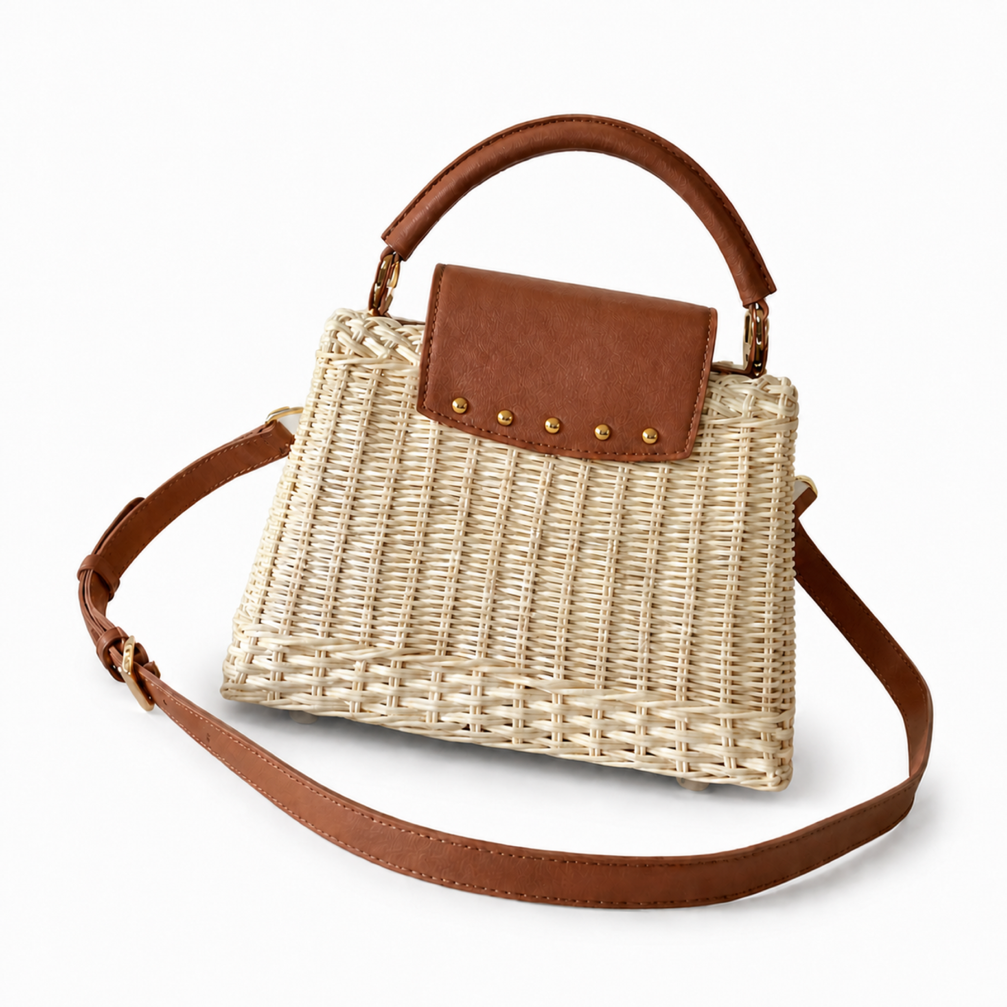 Louis Vuitton Capucines — Natural Wicker Raffia, Cognac Leather Flap & Gold Rivets