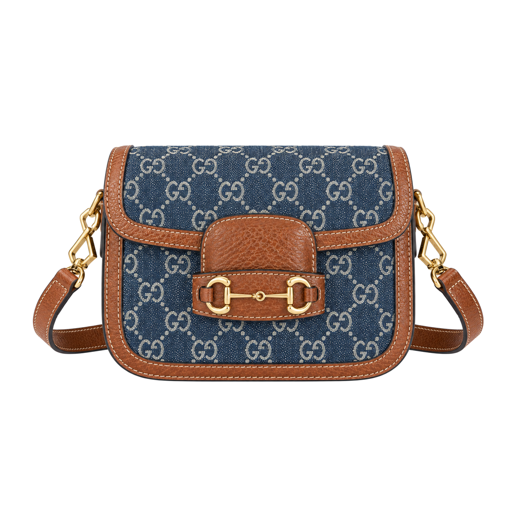 Gucci Horsebit 1955 Mini Crossbody Bag in GG Denim