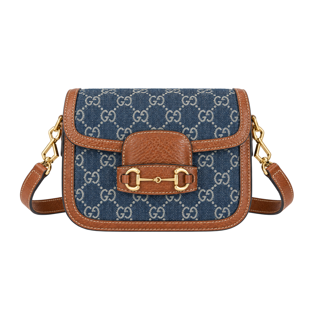 Gucci Horsebit 1955 Mini Crossbody Bag in GG Denim