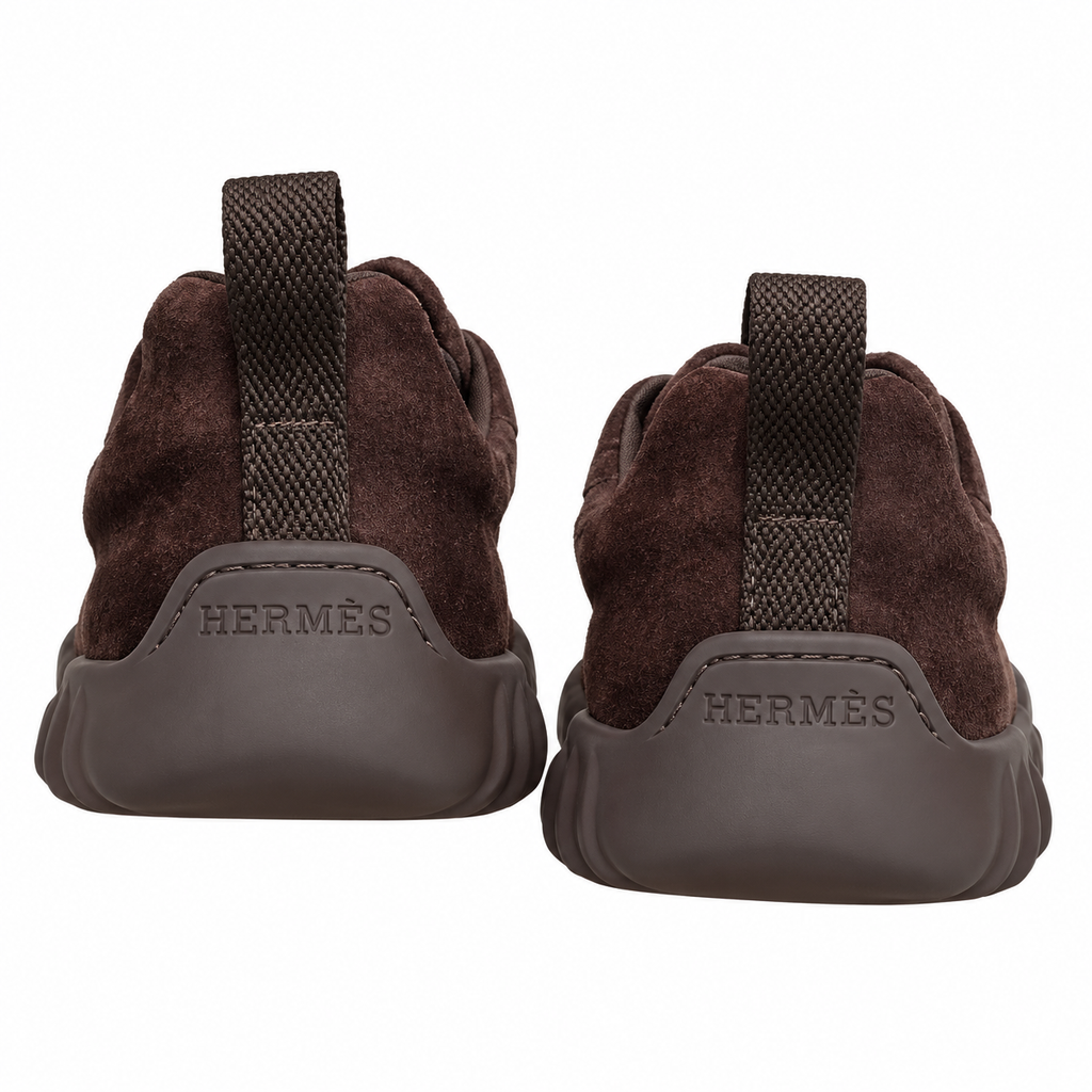 Hermès Dark Brown Perforated Low-Top Sneakers
