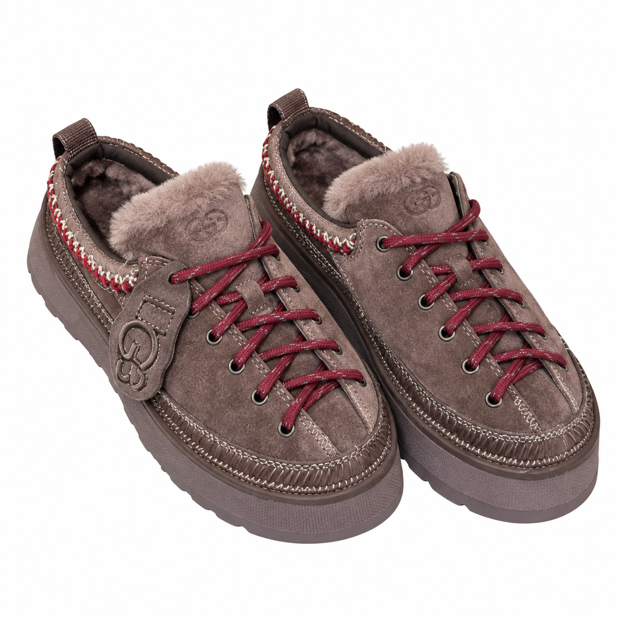 UGG Taupe Lace-Up Platform Shoes