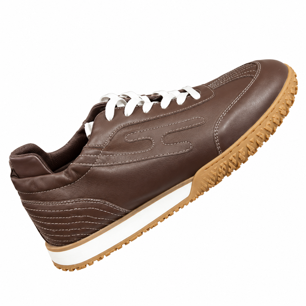 Hermès Brown Contrast-Stitch Lace-Up Sneakers