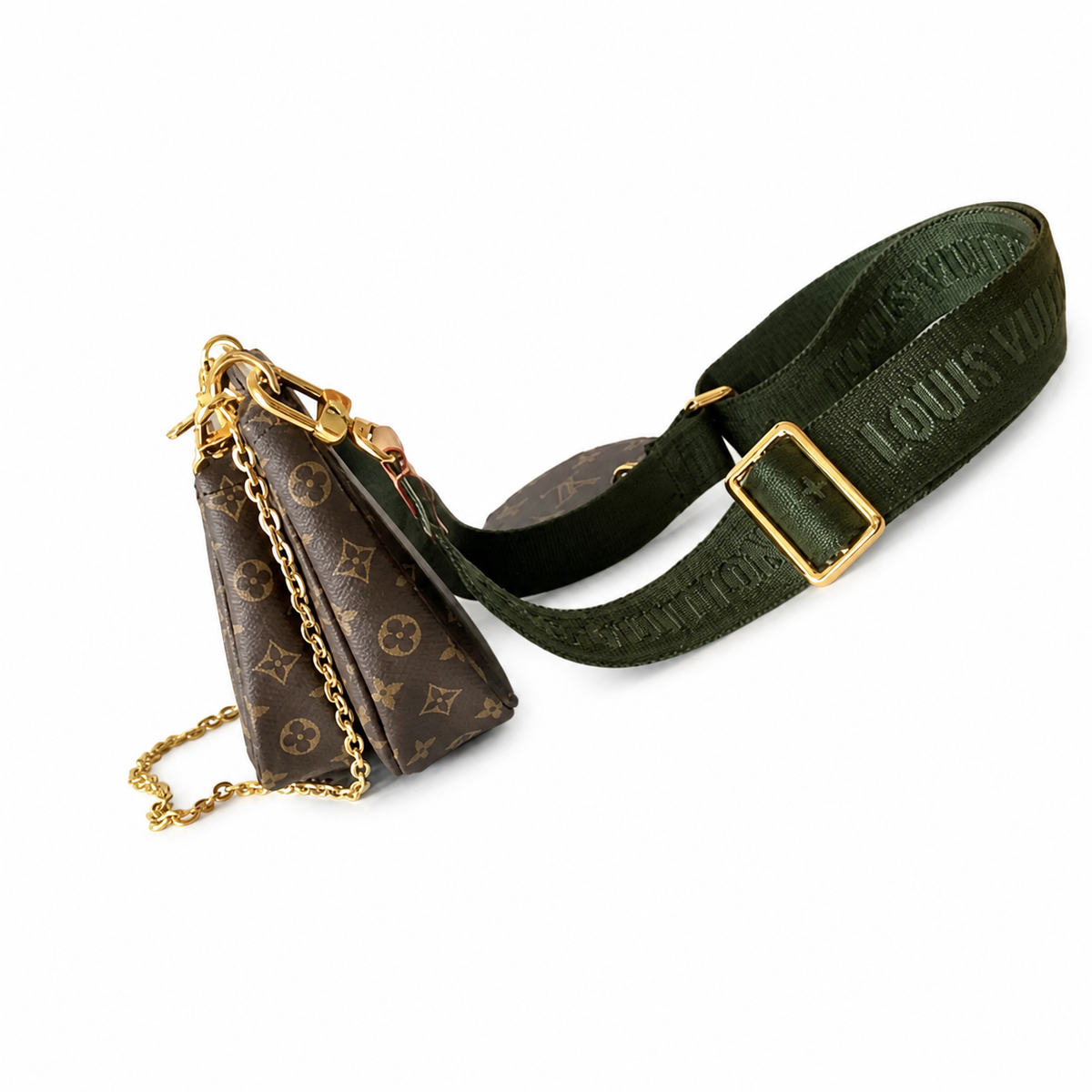 Louis Vuitton Pochette Accessoires — Monogram Canvas with Khaki Logo Strap