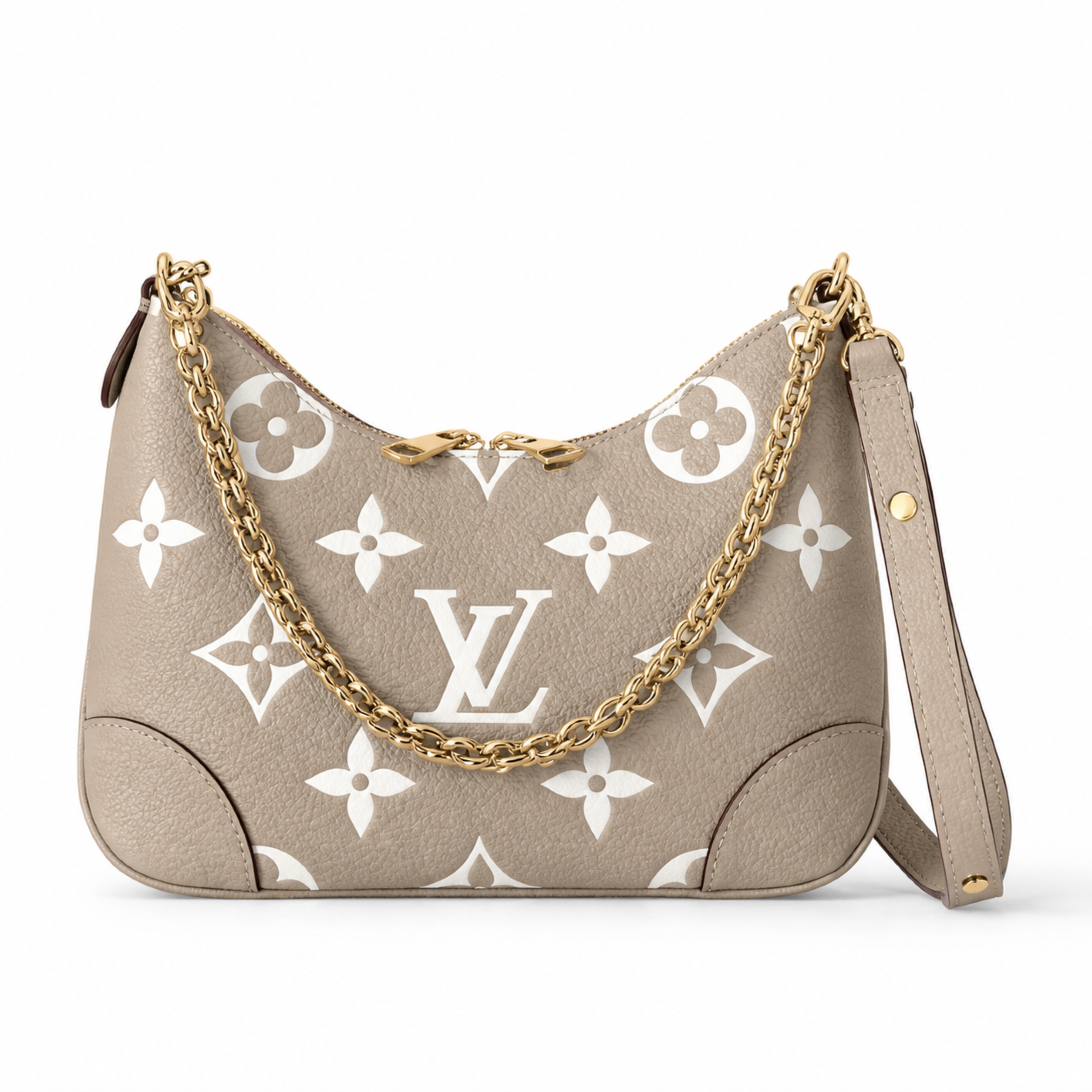 Louis Vuitton Bagatelle — Tourterelle Giant Monogram Empreinte, White Contrast & Bow Zip