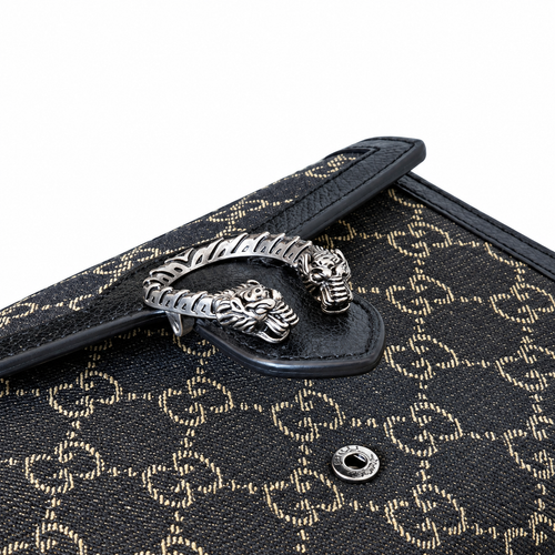 Gucci Dionysus Small Shoulder Bag in Black GG Supreme Canvas
