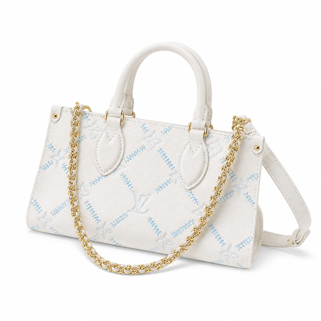 Louis Vuitton OnTheGo BB — Embroidered Monogram Empreinte in Crème & Bleu Glacier