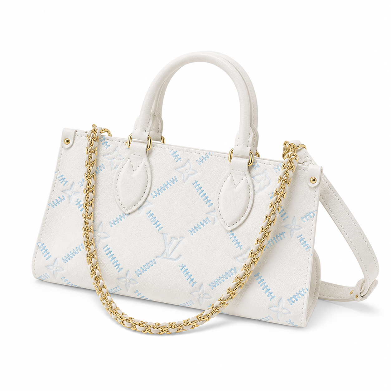 Louis Vuitton OnTheGo BB — Embroidered Monogram Empreinte in Crème & Bleu Glacier
