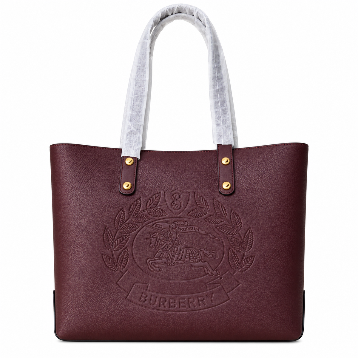 Burberry Heritage Crest Burgundy Tote Bag