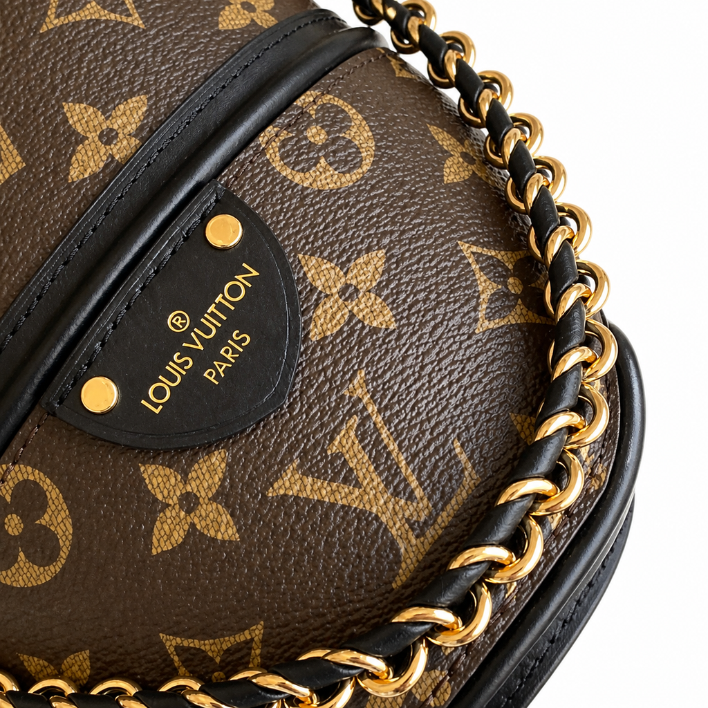 Louis Vuitton Cannes — Monogram Canvas, Black Leather Trim & Gold Stud Base