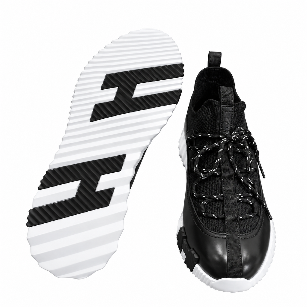 Hermès Men's Black Panelled Lace-Up Sneakers