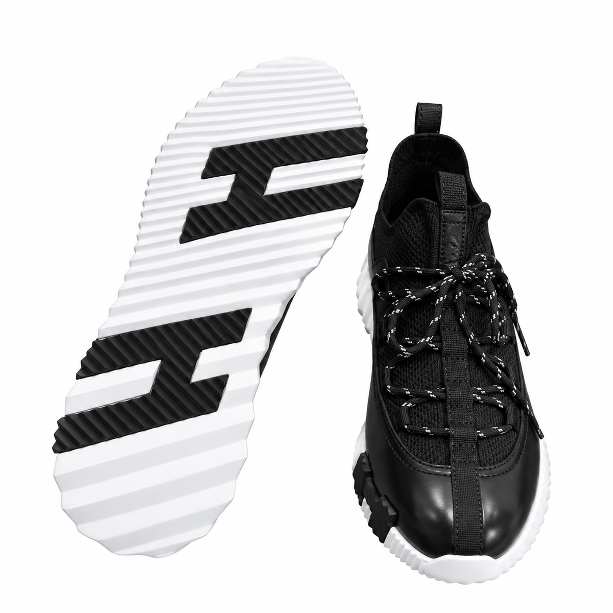 Hermès Men's Black Panelled Lace-Up Sneakers