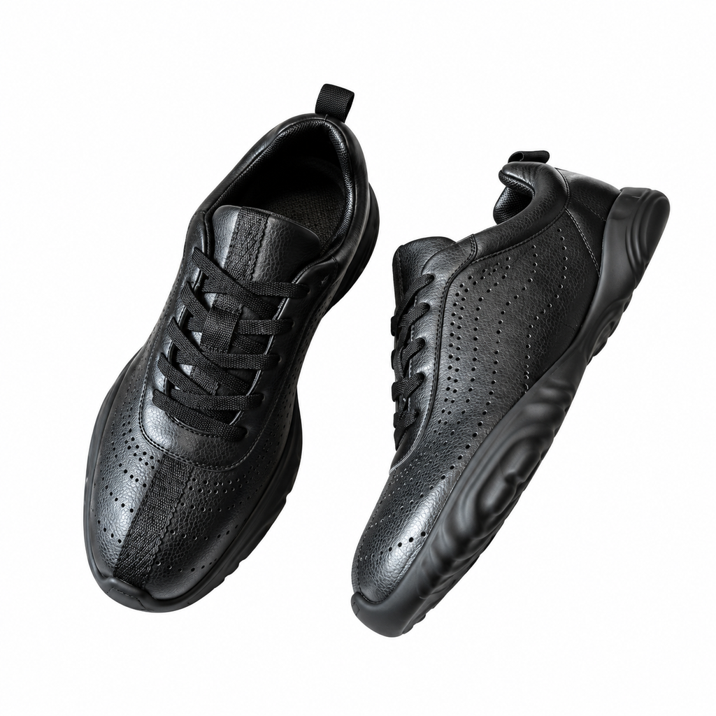 Hermès Black Perforated Low-Top Lace-Up Shoes
