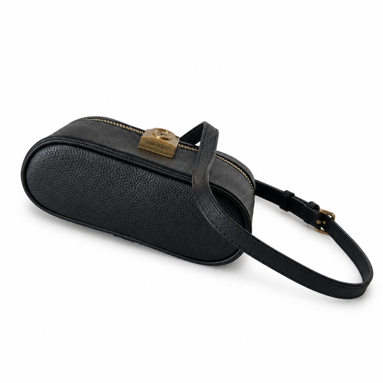 Louis Vuitton Oval Crossbody — Black Empreinte, Antique Gold Padlock & Zip
