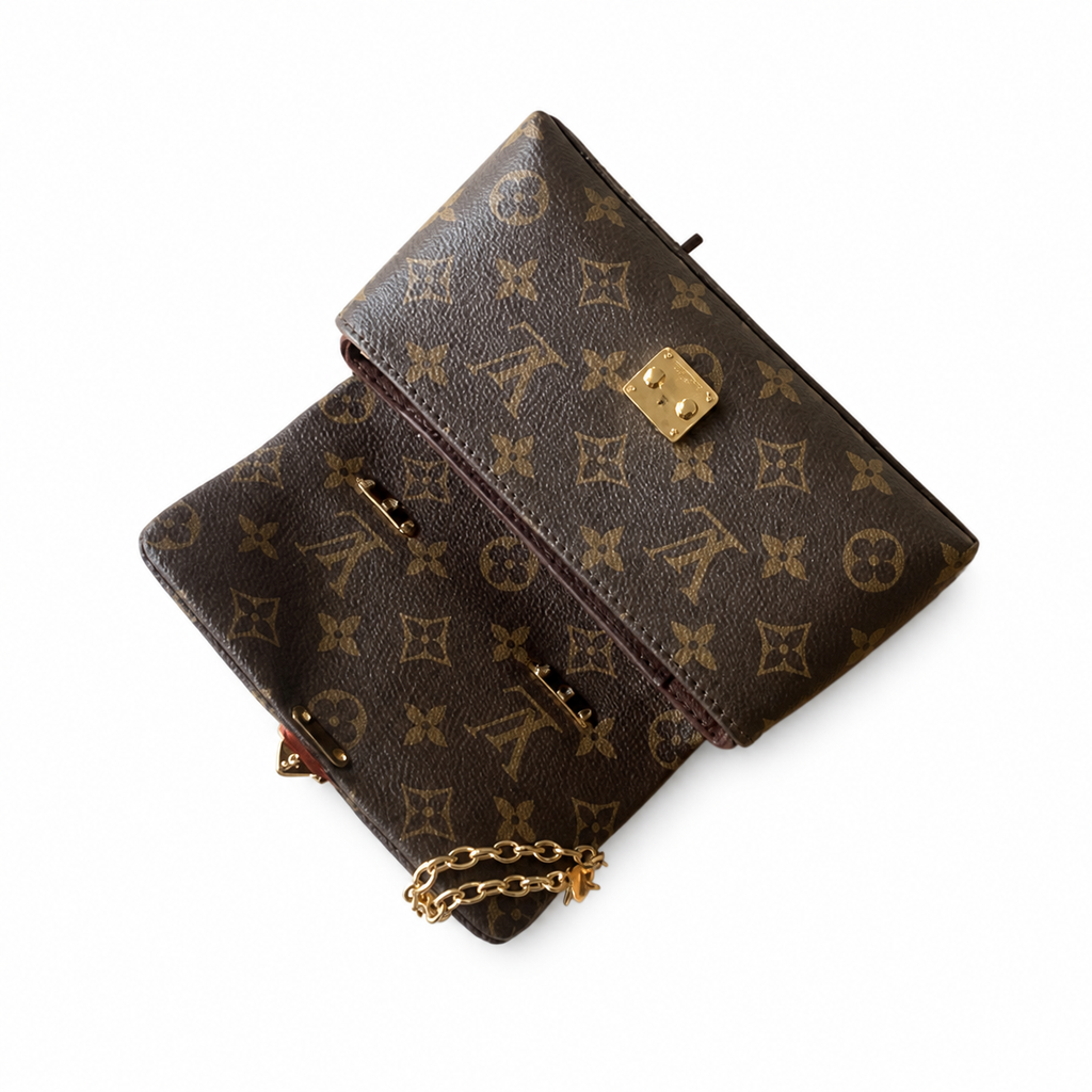 Louis Vuitton Mini Trunk Flap — Monogram Canvas, Gold Corner Protectors, Push-Lock & Chain Strap