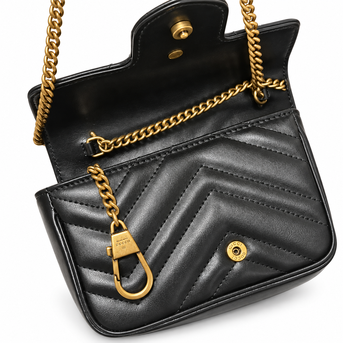 Gucci GG Marmont Super Mini Bag in Black Matelassé