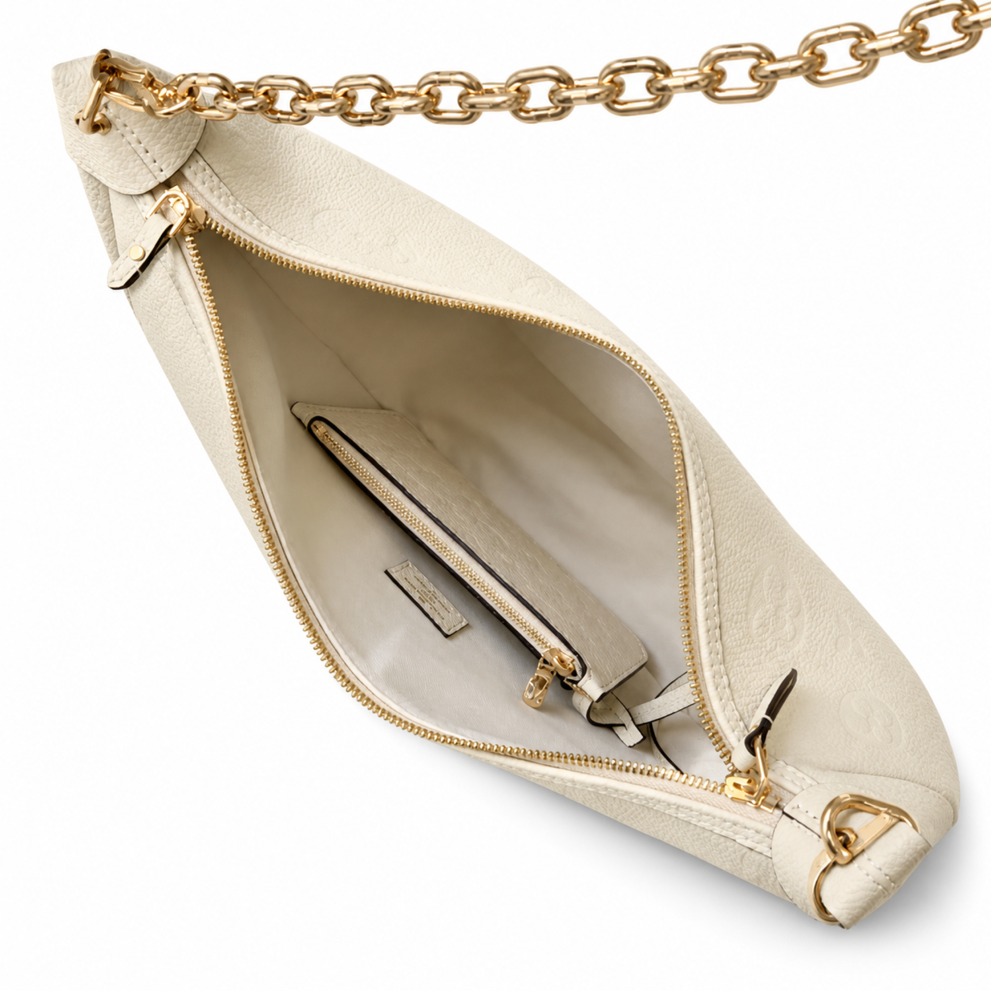 LV Monogram Embossed Leather Chain Bag | Off-White Chic Crossbody