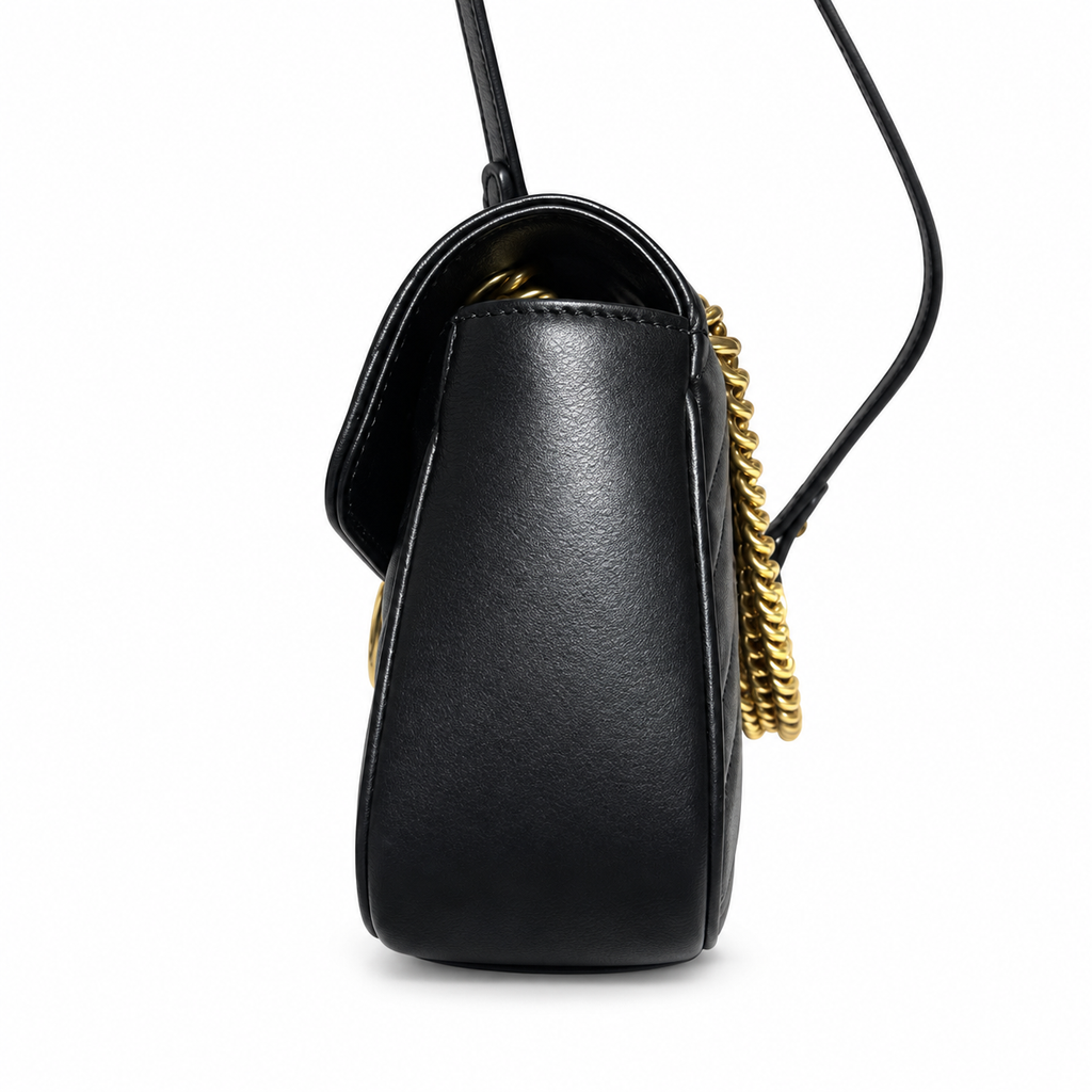 Gucci GG Marmont Small Flap Bag in Black Matelassé