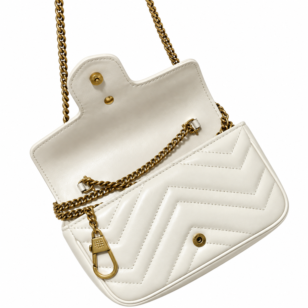 Gucci GG Marmont Super Mini Bag in White Matelassé