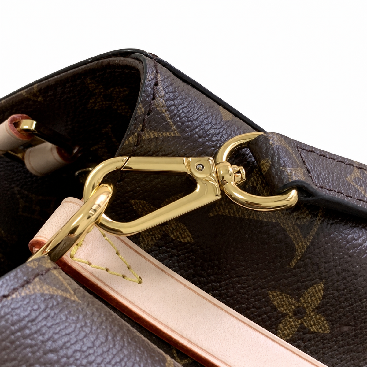 Louis Vuitton Montaigne GM — Monogram Canvas, Natural Vachetta Trim, Dual Vachetta Handles & LV Lobster Clasp