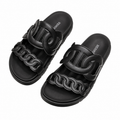 Hermès Black Chain-Link Open Toe Slide Sandals