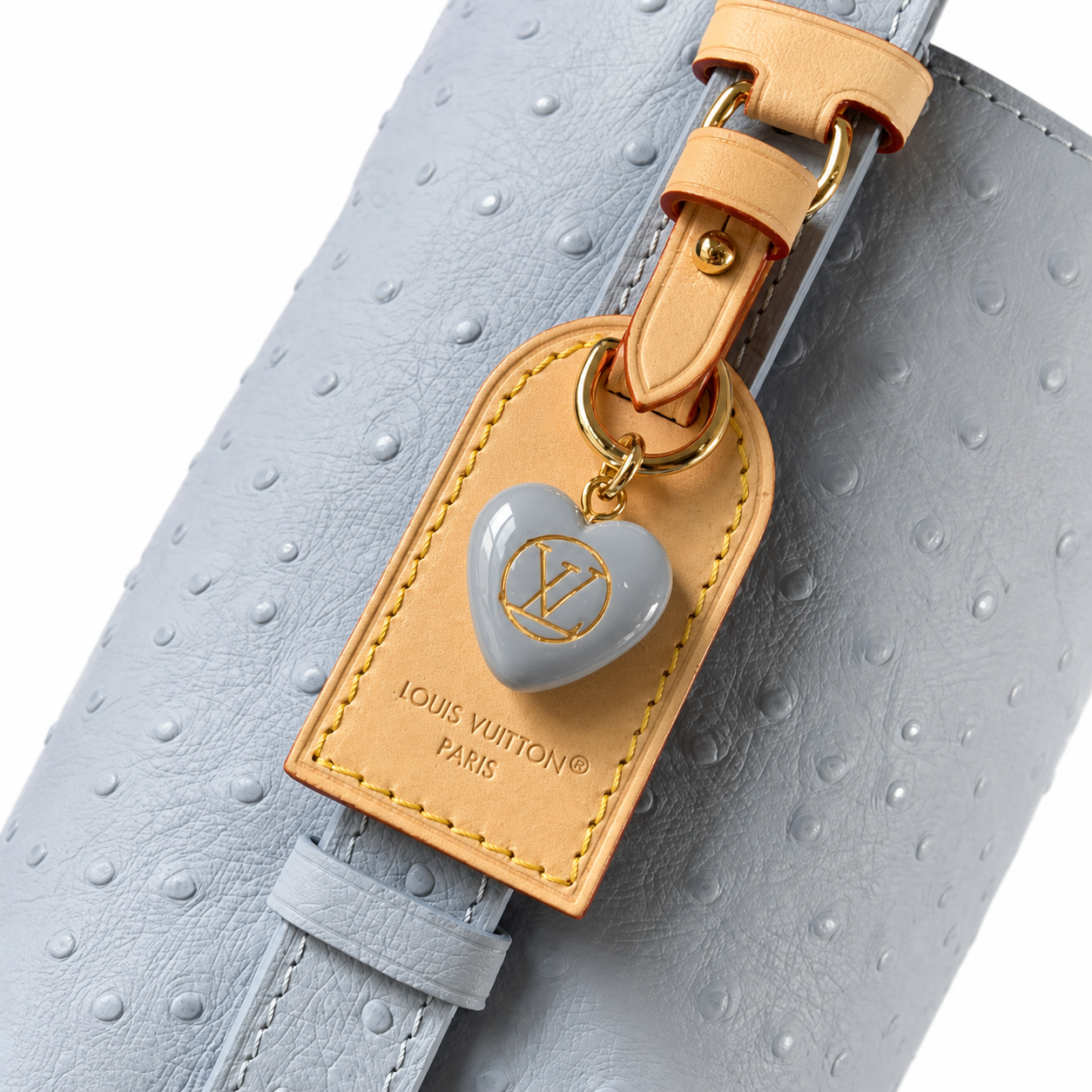 Louis Vuitton Papillon BB — Ostrich Leather in Bleu Glacier with Heart Charm