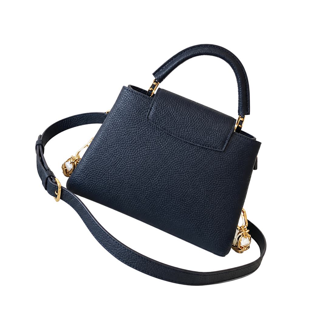Louis Vuitton Capucines — Taurillon Leather in Marine with Mother-of-Pearl Flower Chain