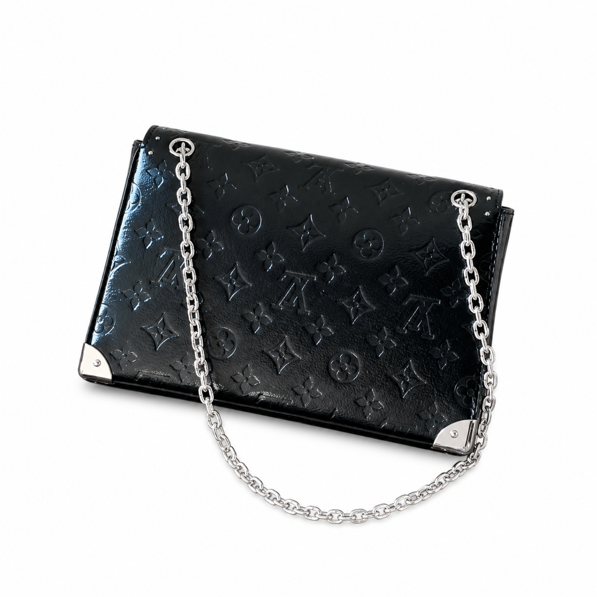 Louis Vuitton Dauphine MM — Noir Patent Monogram Embossed