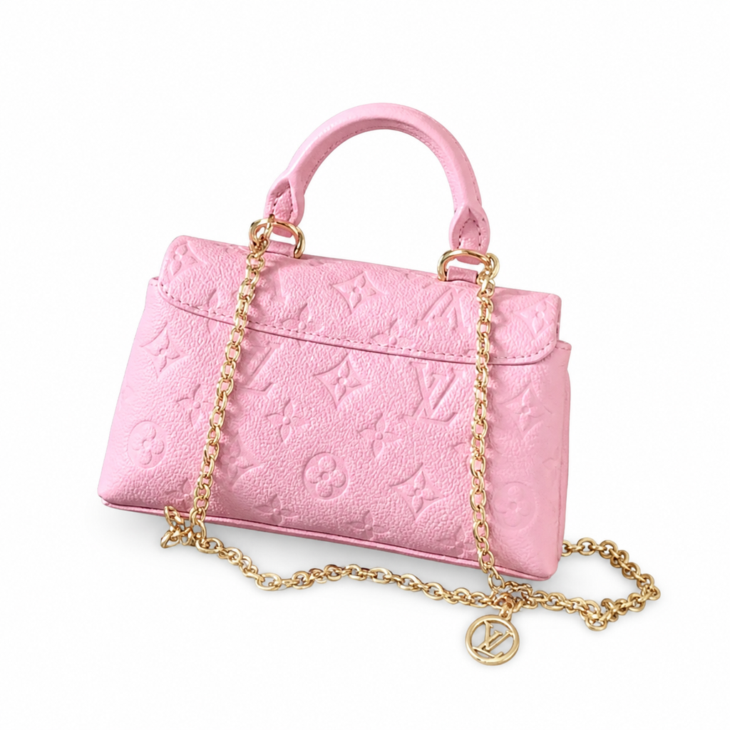 Louis Vuitton Mini 2-Way — Rose Ballerine Empreinte, Gold Chain, Round Top Handle & LV Medallion