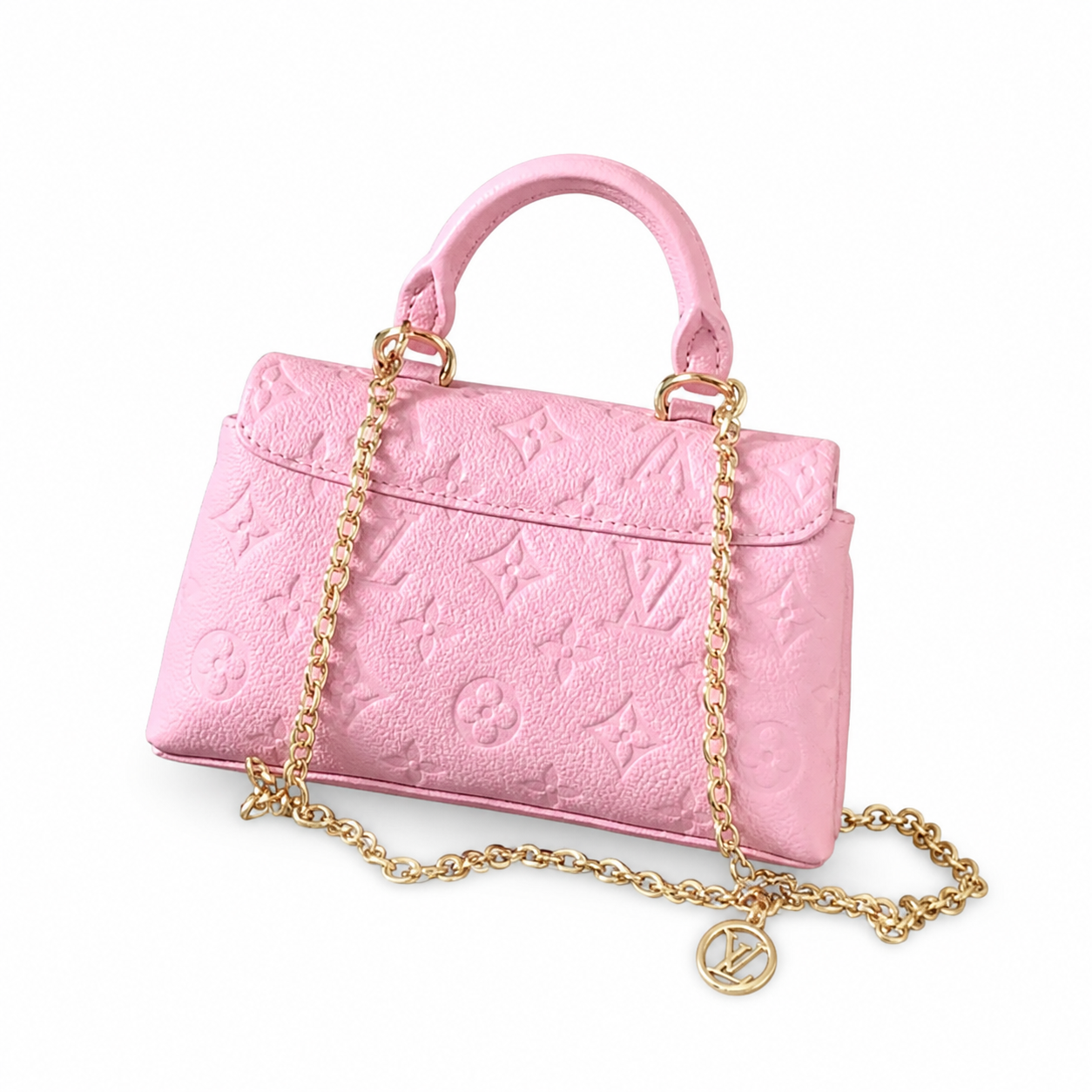 Louis Vuitton Mini 2-Way — Rose Ballerine Empreinte, Gold Chain, Round Top Handle & LV Medallion
