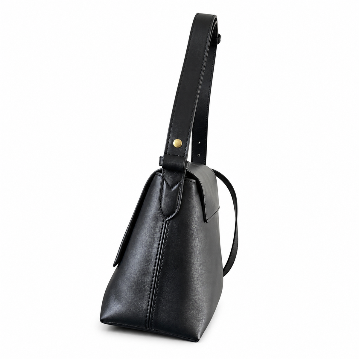 Louis Vuitton Flap Shoulder Bag — Black Smooth Calfskin, Side Padlock & Embossed Signature