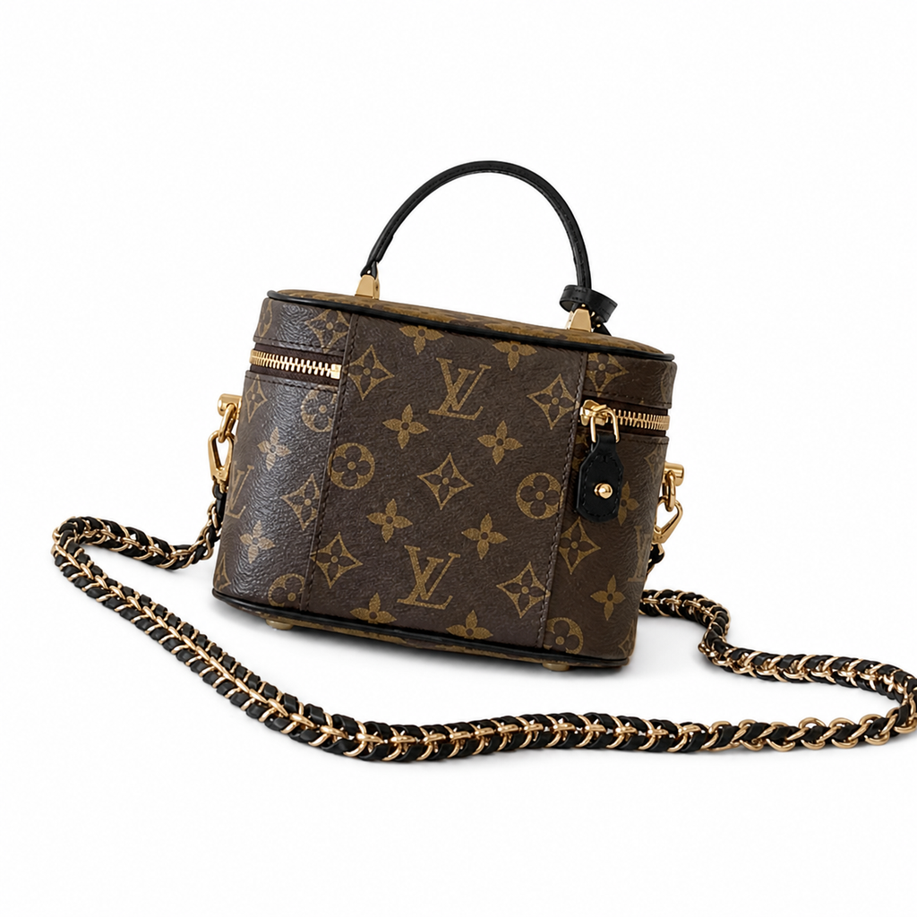 Louis Vuitton Vanity PM — Monogram Canvas & Black Leather