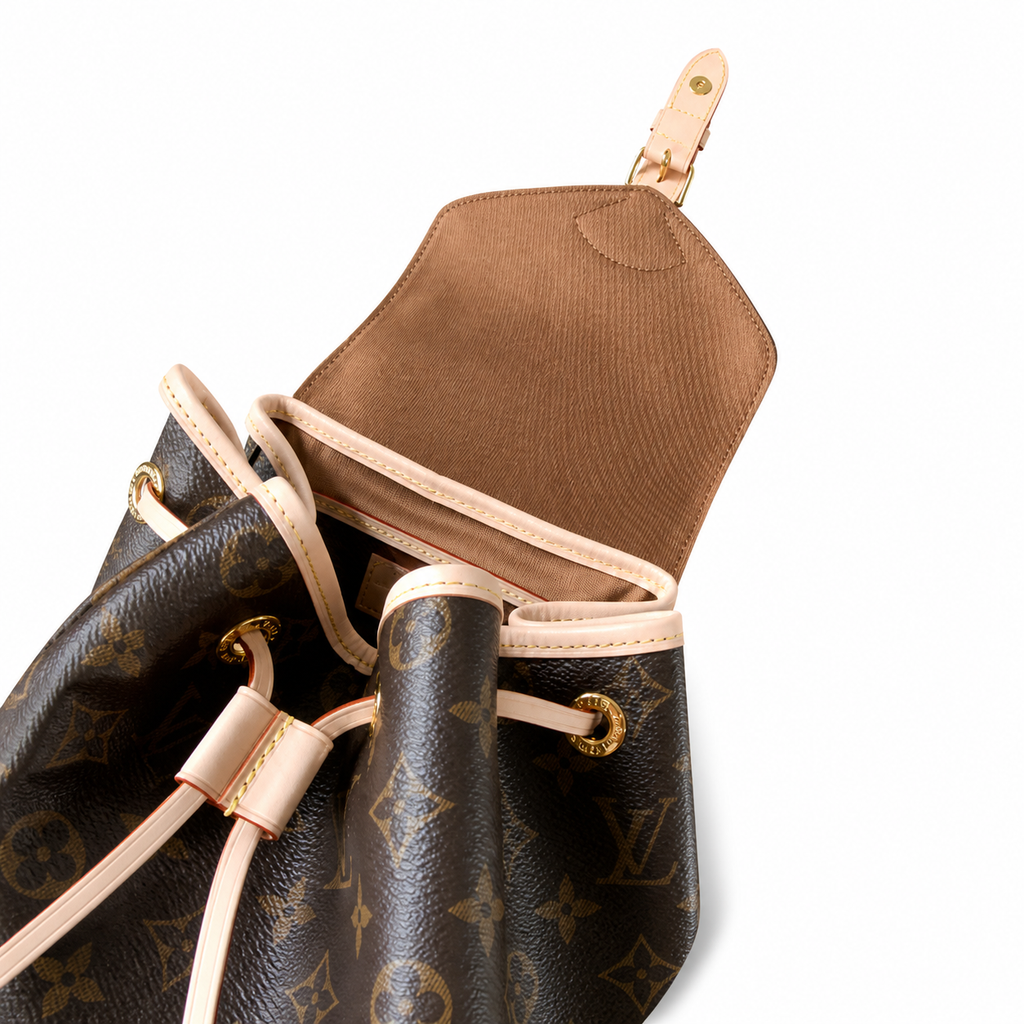 Louis Vuitton Montsouris MM Backpack — Monogram Canvas with Vachetta Leather Trim
