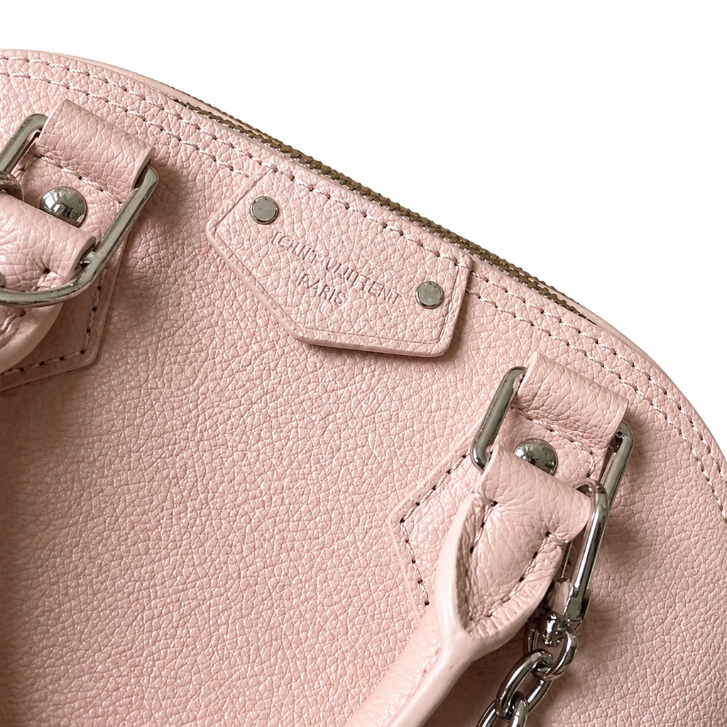 Louis Vuitton Mini Trunk — Blush Pink Embossed Leather, Silver Corner Guards & Chain Handle