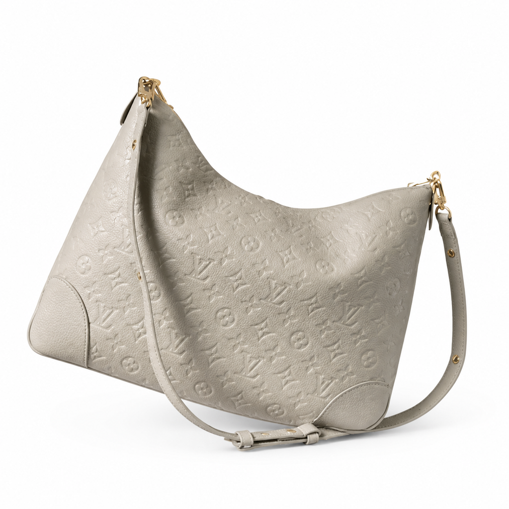 Louis Vuitton Boulogne — Tourterelle Monogram Empreinte & Gold Oval Chain