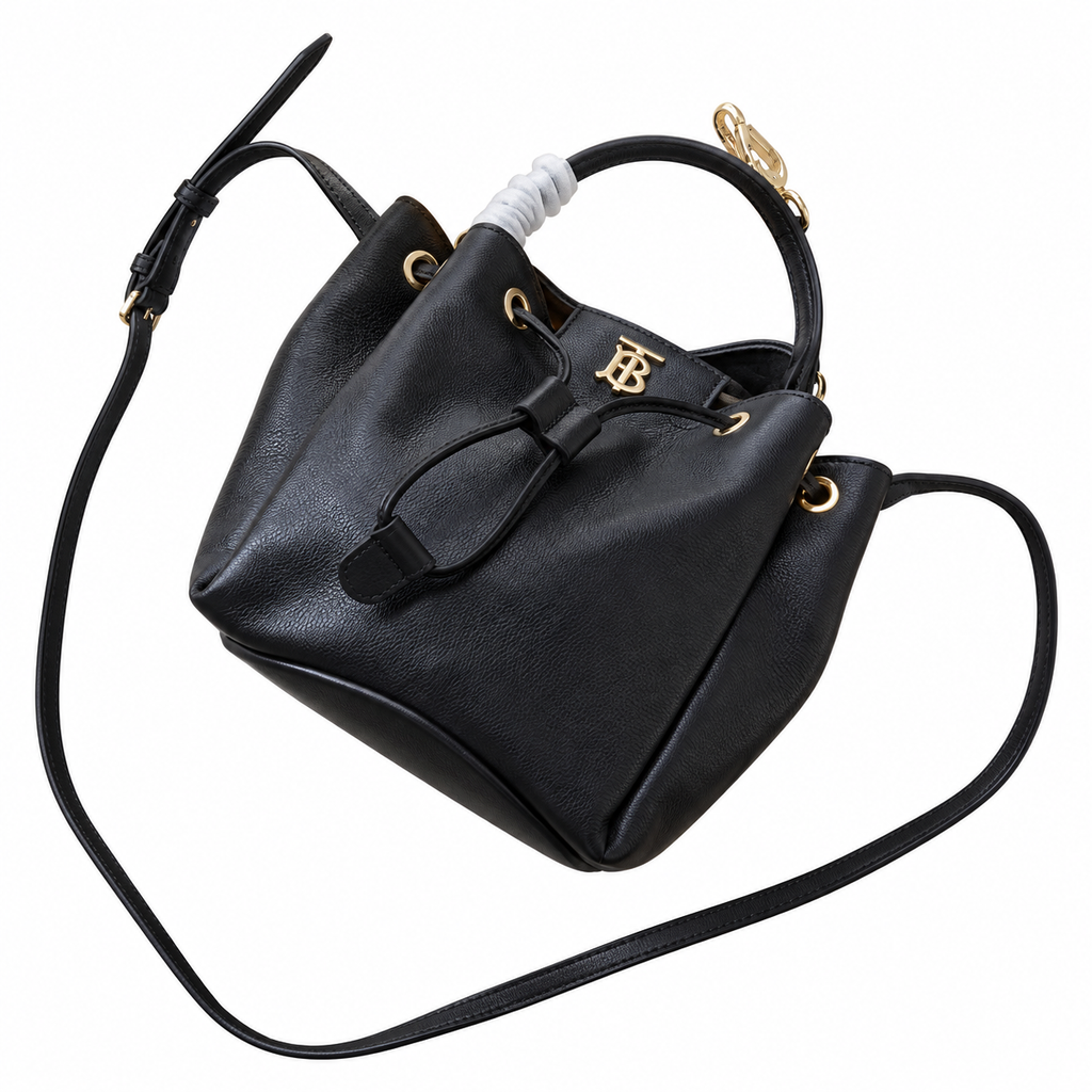 Burberry Signature Black Drawstring Bucket Bag