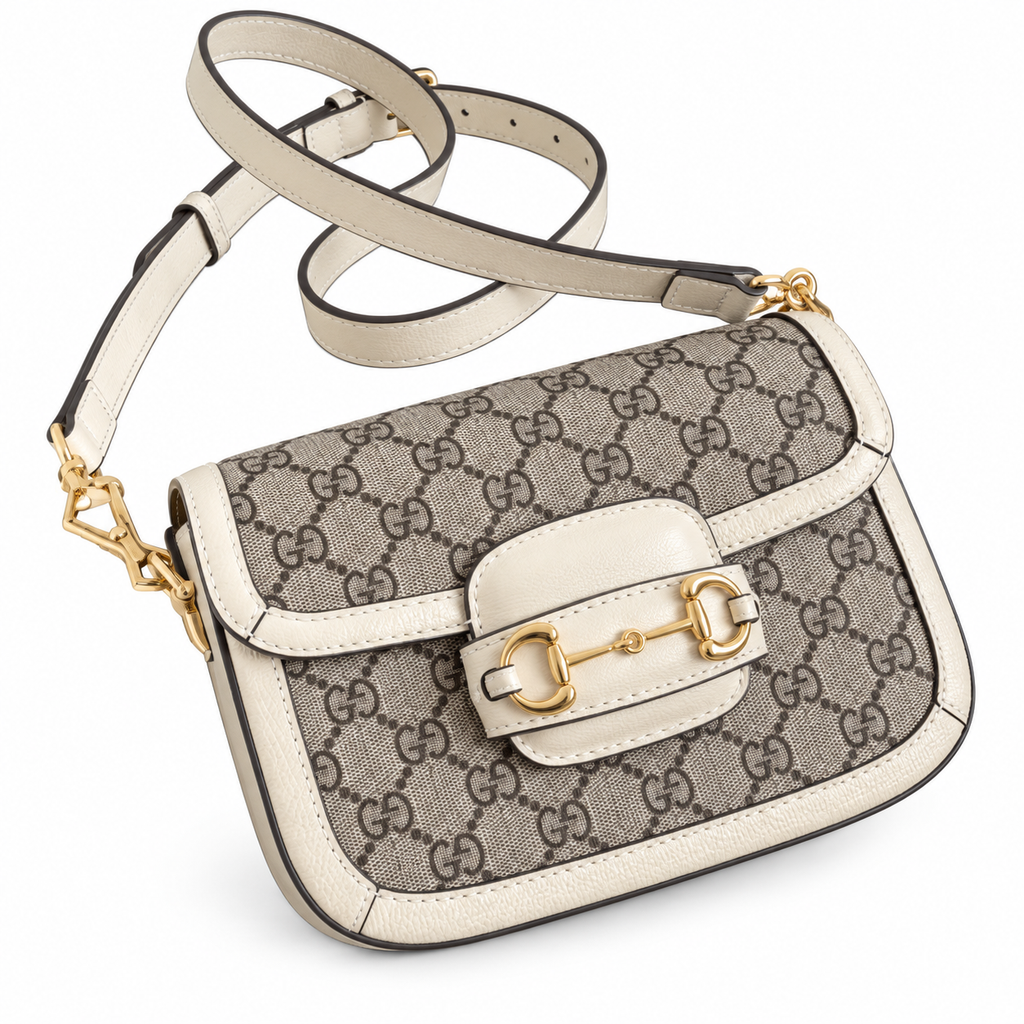 Gucci Horsebit 1955 Mini Crossbody Bag in White Leather