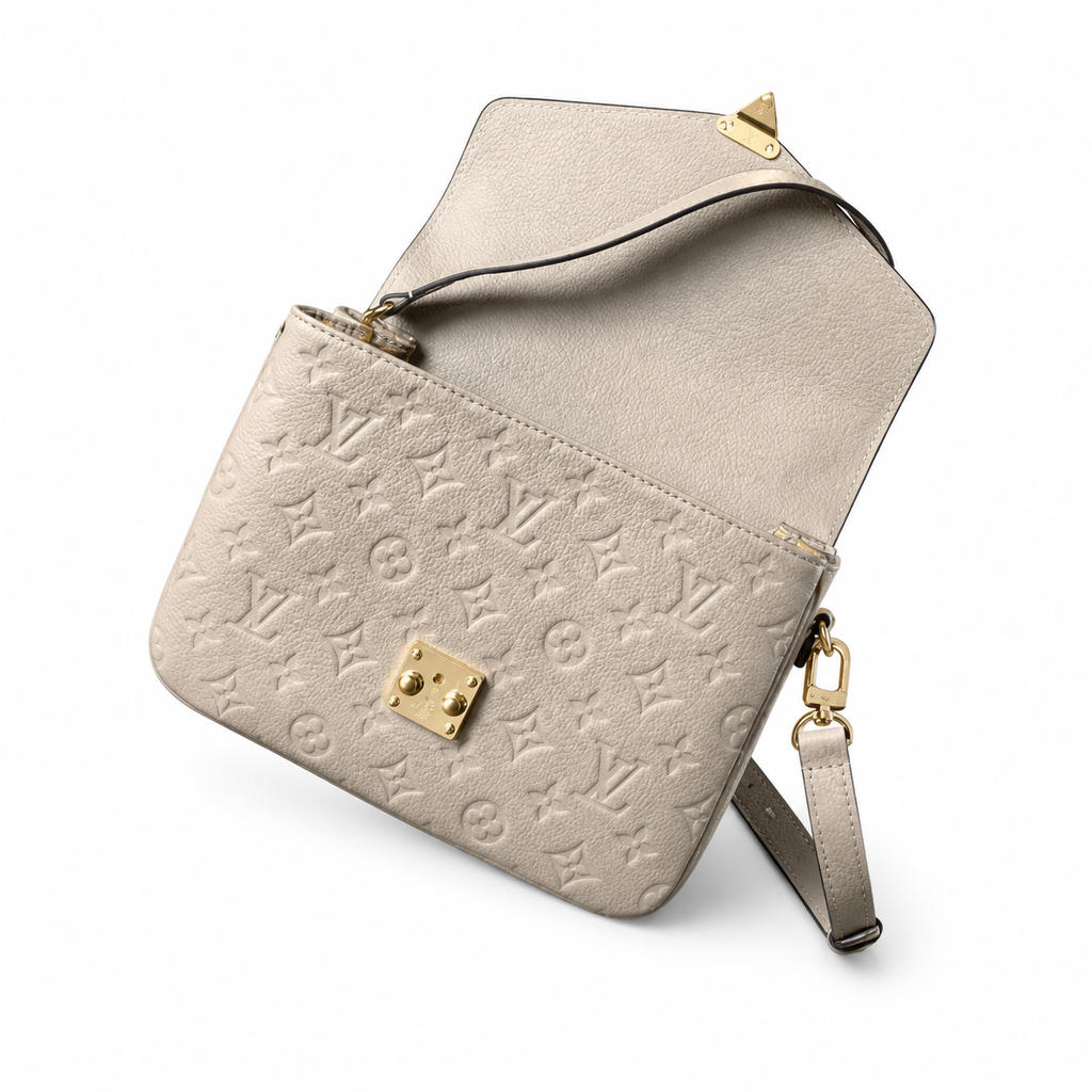 Louis Vuitton Pochette Métis — Crème Ivoire Empreinte, Gold Push-Lock, Bandoulière Strap & Mini Pouch