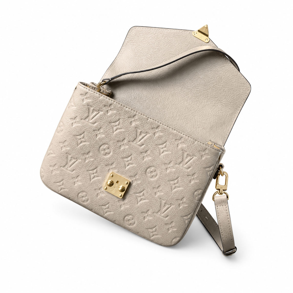Louis Vuitton Pochette Métis — Crème Ivoire Empreinte, Gold Push-Lock, Bandoulière Strap & Mini Pouch