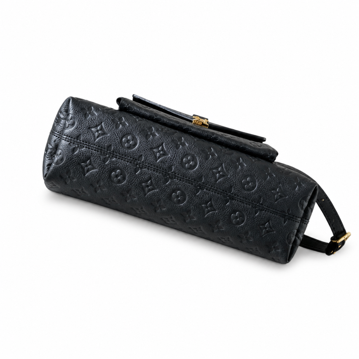 Louis Vuitton Hobo — Black Empreinte, Square LV Turn-Lock Flap & Detachable Strap